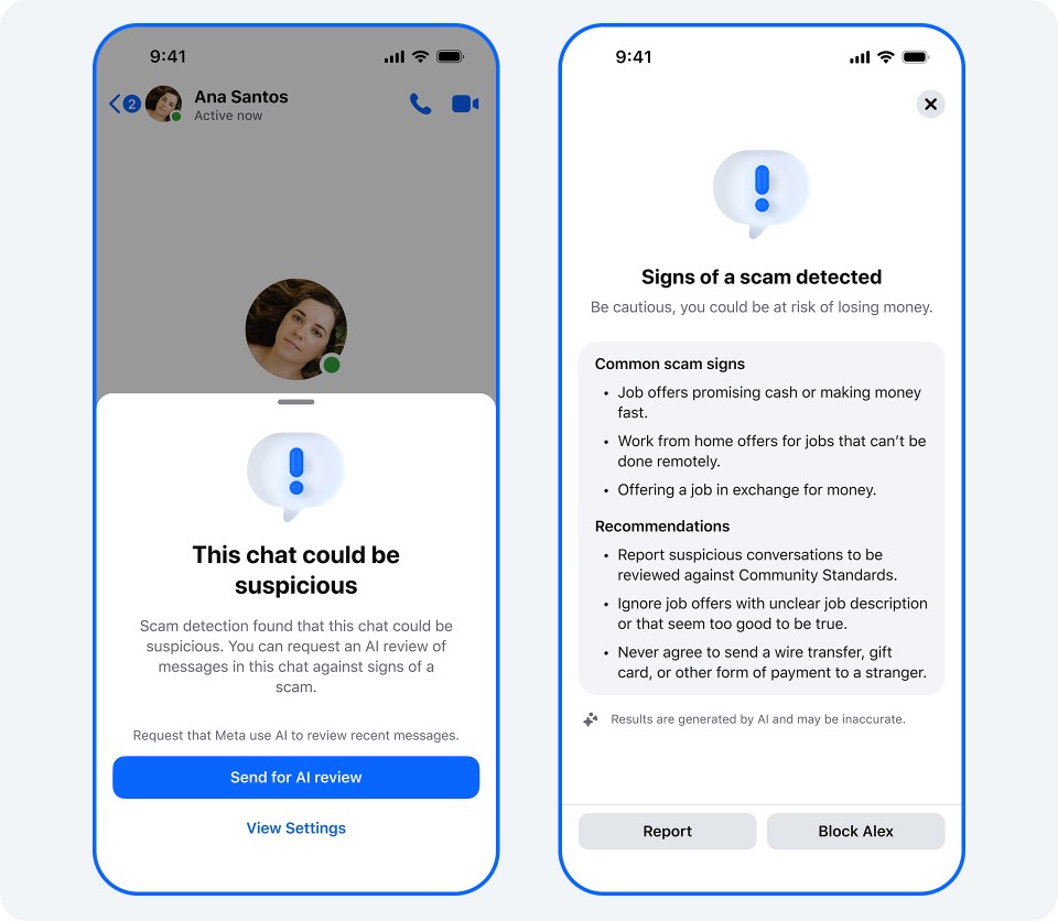 Messenger chat safety alert