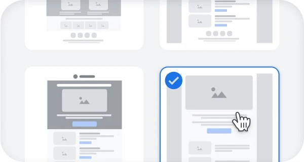 Galerie von Gmail-Layouts, aus denen Nutzerinnen und Nutzer wählen können 