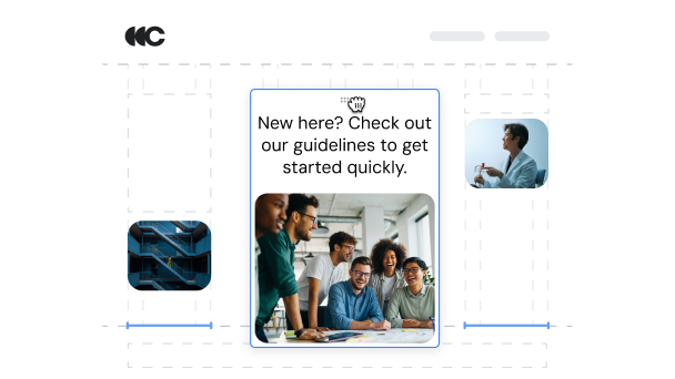 Website-Builder-Oberfläche, auf der eine Karte per Drag-and-drop verschoben wird.