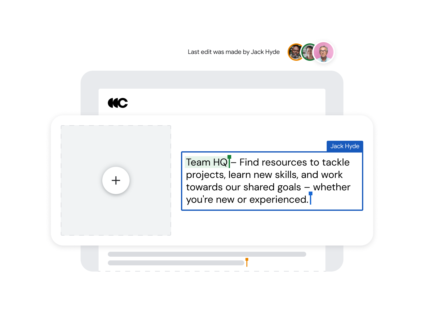 Zwei Personen nehmen gleichzeitig Änderungen an einem Textfeld vor