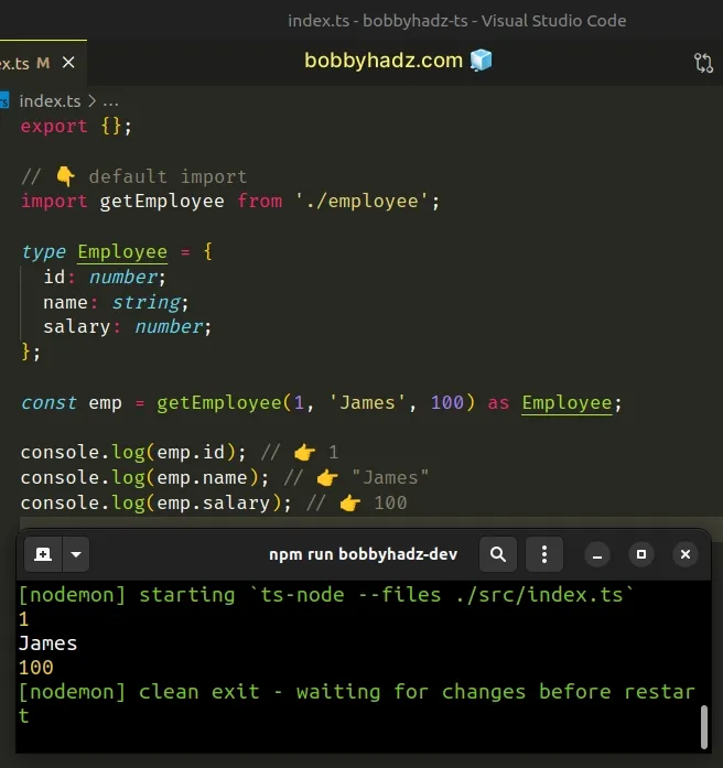 using default export and import