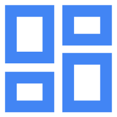 Blaues Websitesymbol mit 4 blauen Feldern