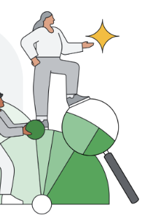 Person mit einem gelben Stern und einem Fuß auf einer Lupe