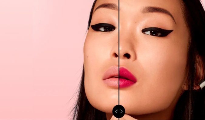 Gesicht einer Frau auf einem Smartphone