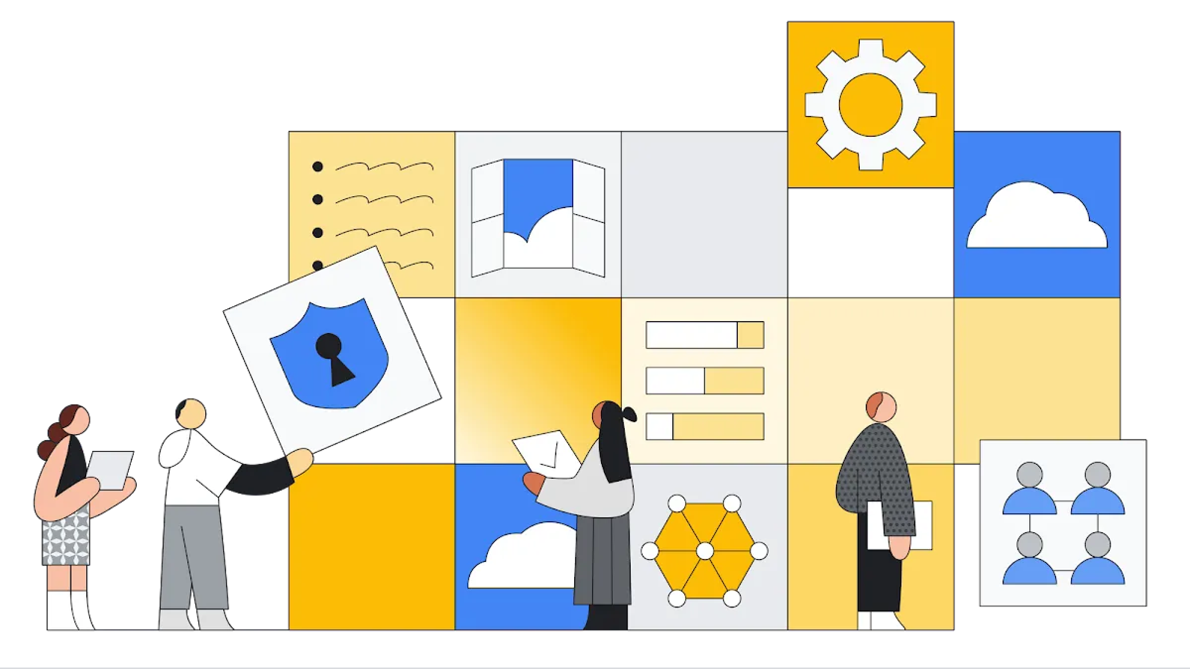 Abbildung von Personen, die einen Terminplan erstellen