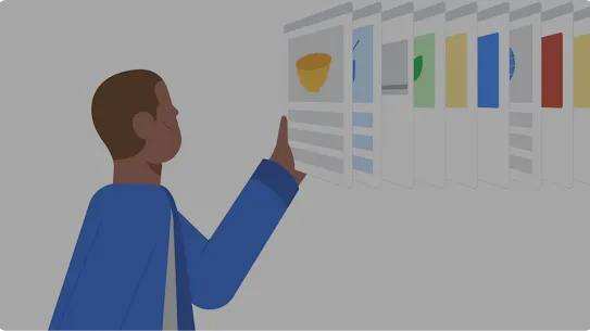 Изображение мужчины, который смотрит разные веб-страницы