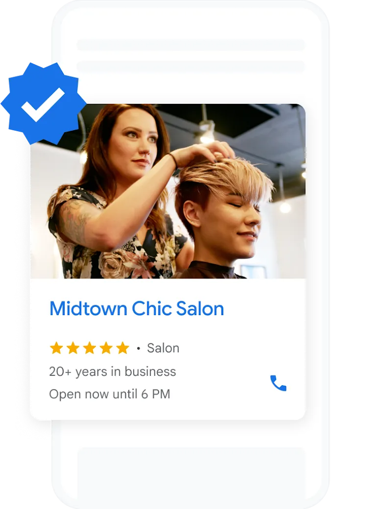A mobile screen displaying a local ad for a hair salon.