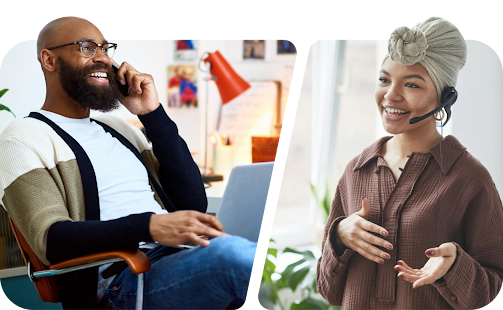  A Google Ads expert and customer working together on a call.