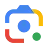 The Lens logo, a multicolored outline of a camera.
