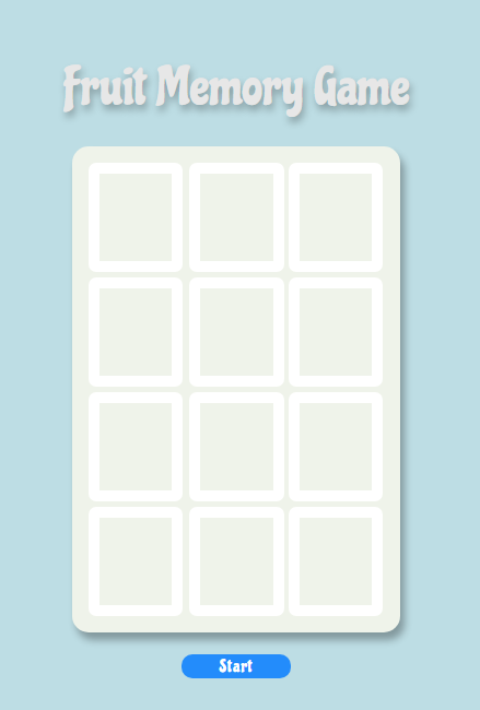 Fruit Memory Game using HTML, CSS, and JavaScript